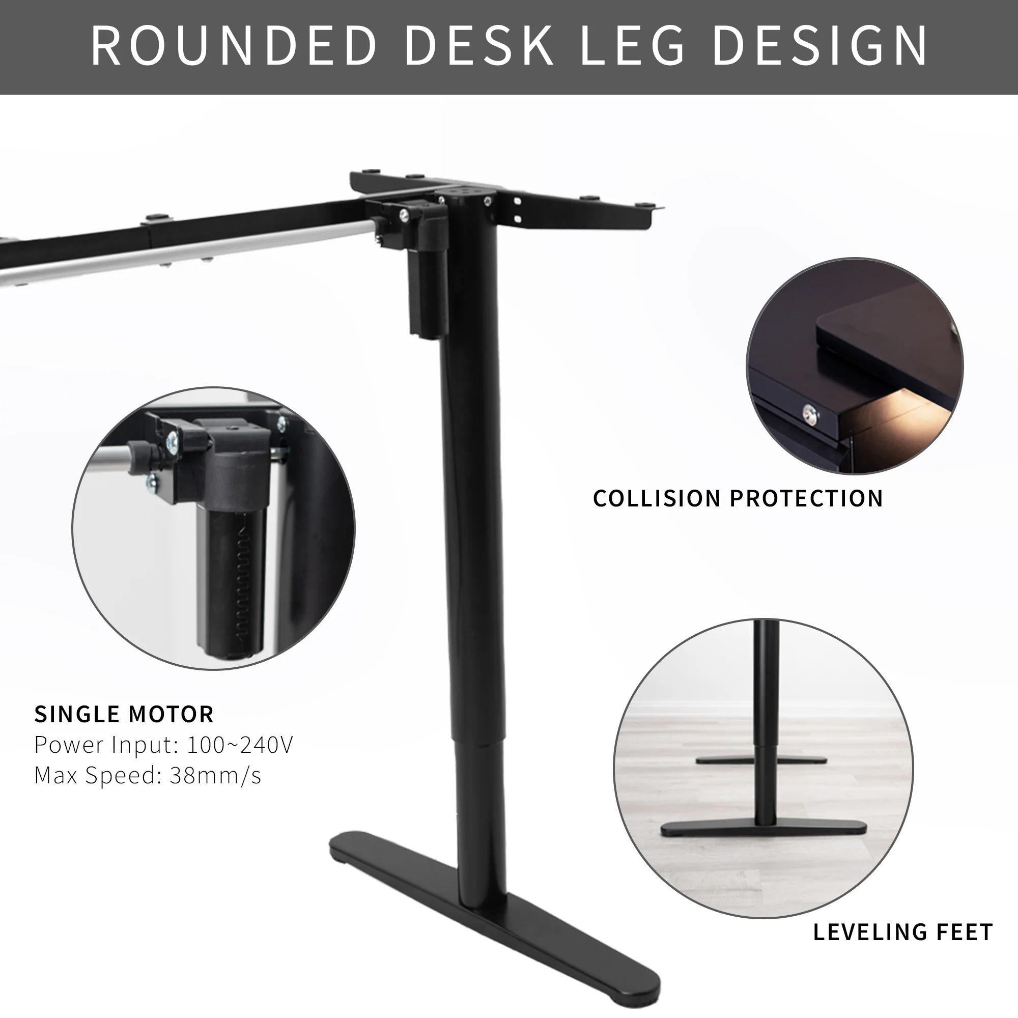 Compact Electric Single Motor Desk Frame with Memory Controller - Image 3