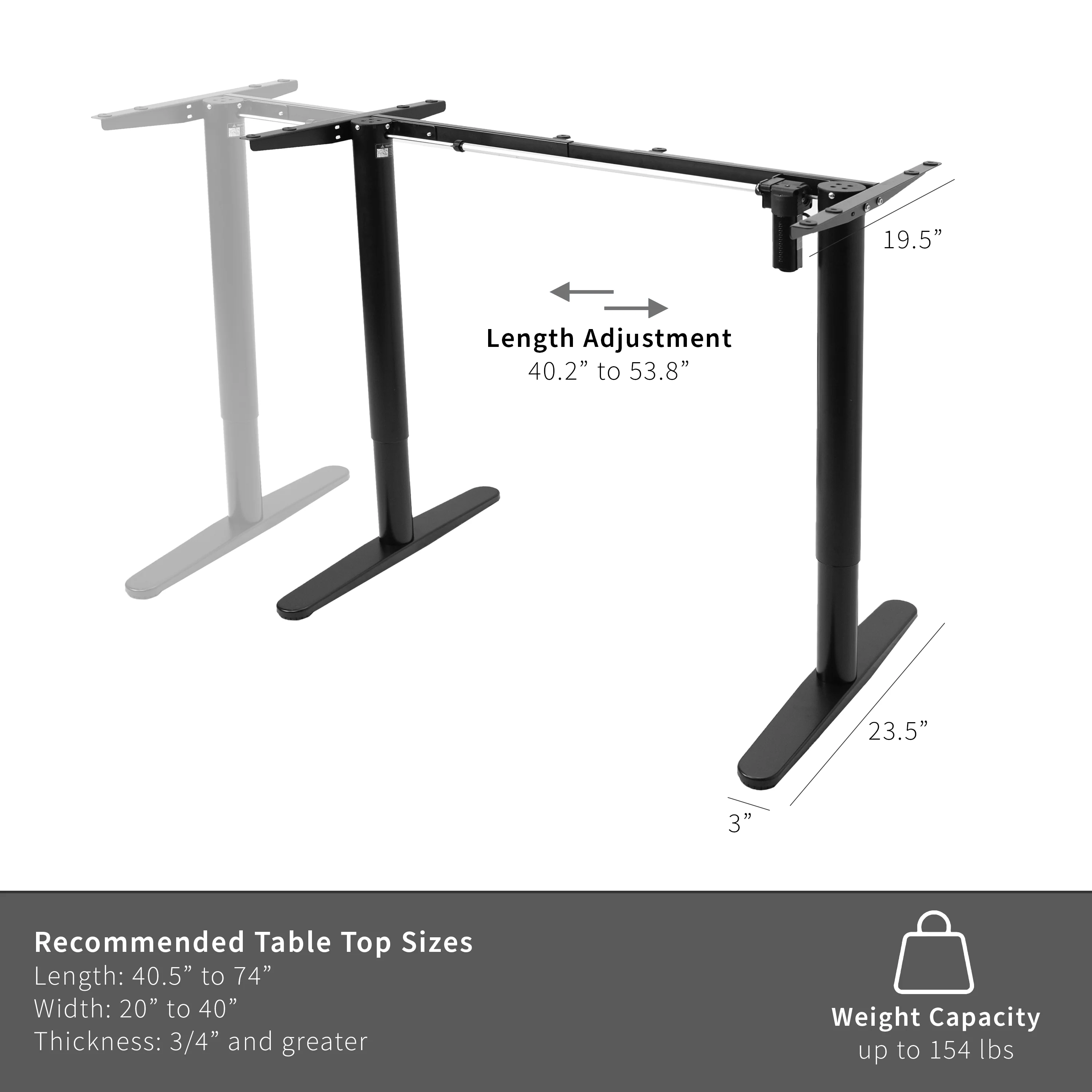 Compact Electric Single Motor Desk Frame with Memory Controller - Image 6