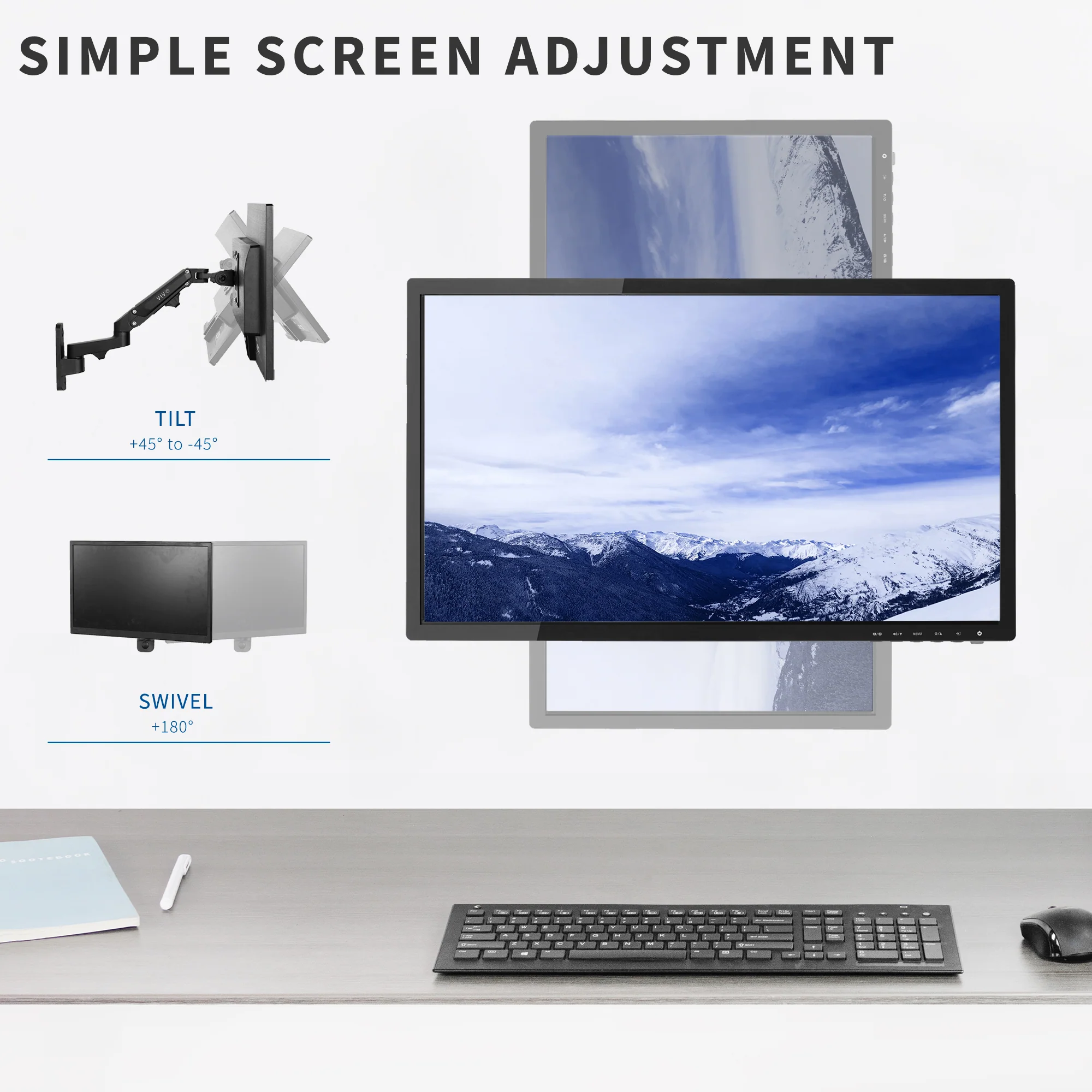 Premium Aluminum Single 17" to 32" Monitor Wall Mount - Image 6