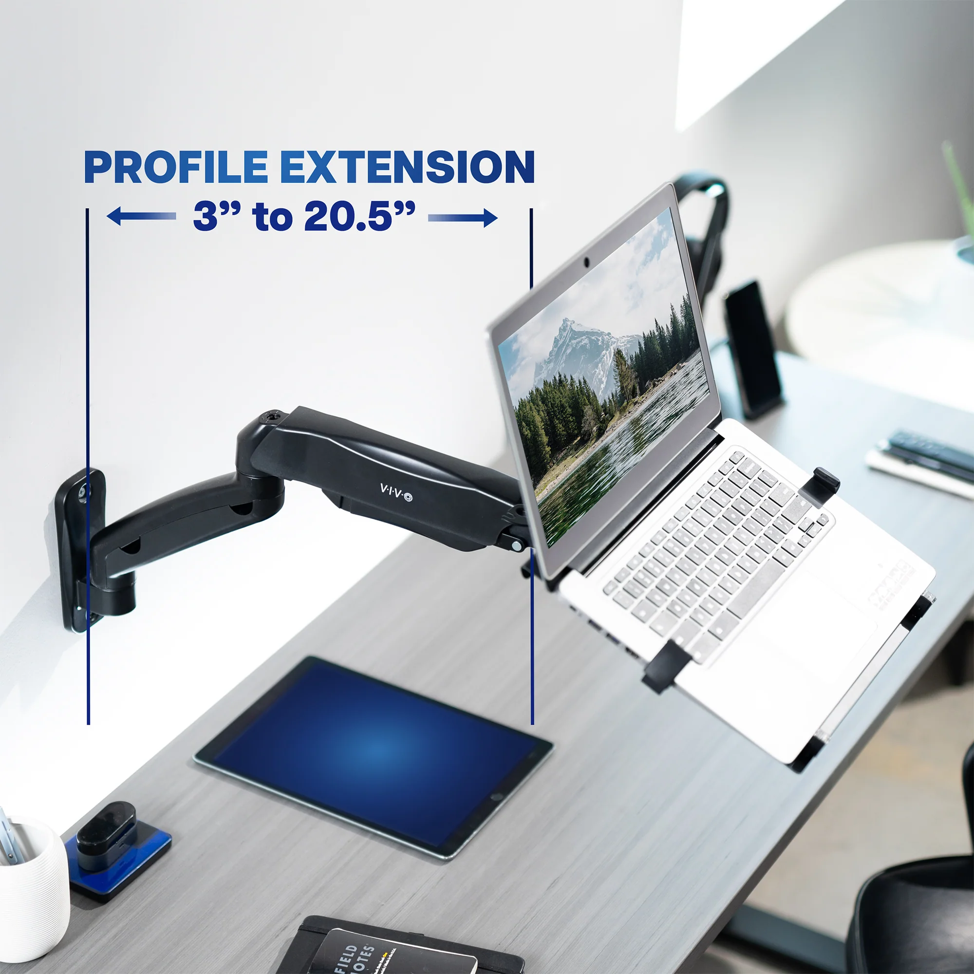 Pneumatic Arm Single Laptop Wall Mount - Image 4