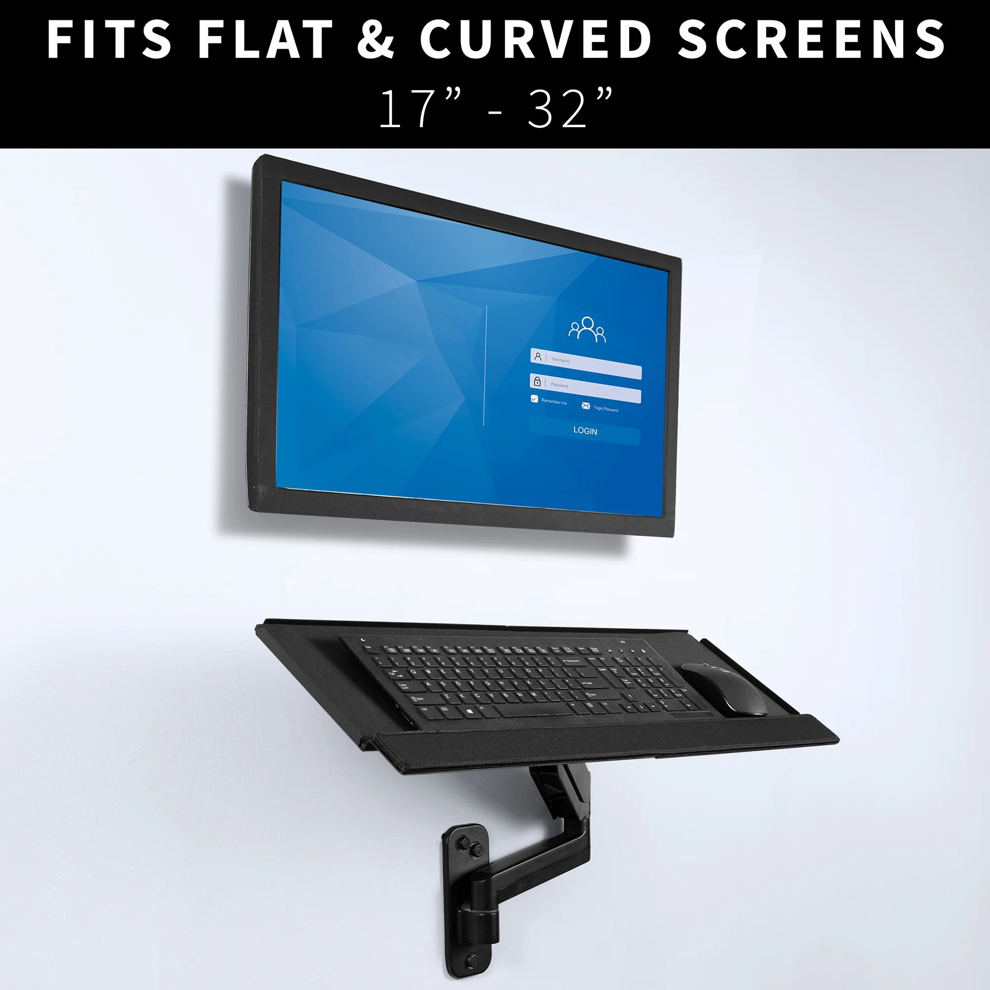Single 17" to 32" Monitor Wall Mount + Keyboard Tray Wall Mount - Image 4