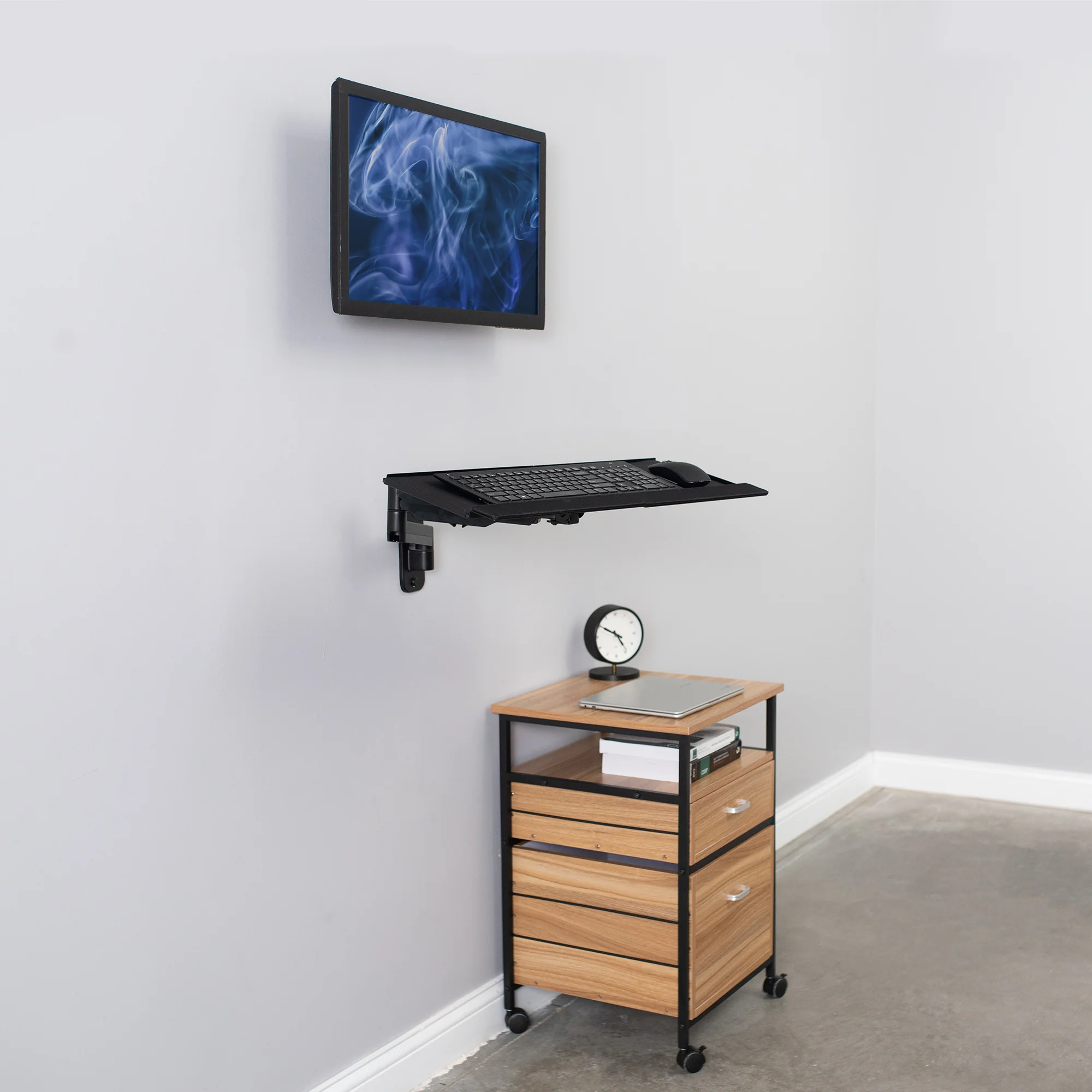 Single 17" to 32" Monitor Wall Mount + Keyboard Tray Wall Mount - Image 7