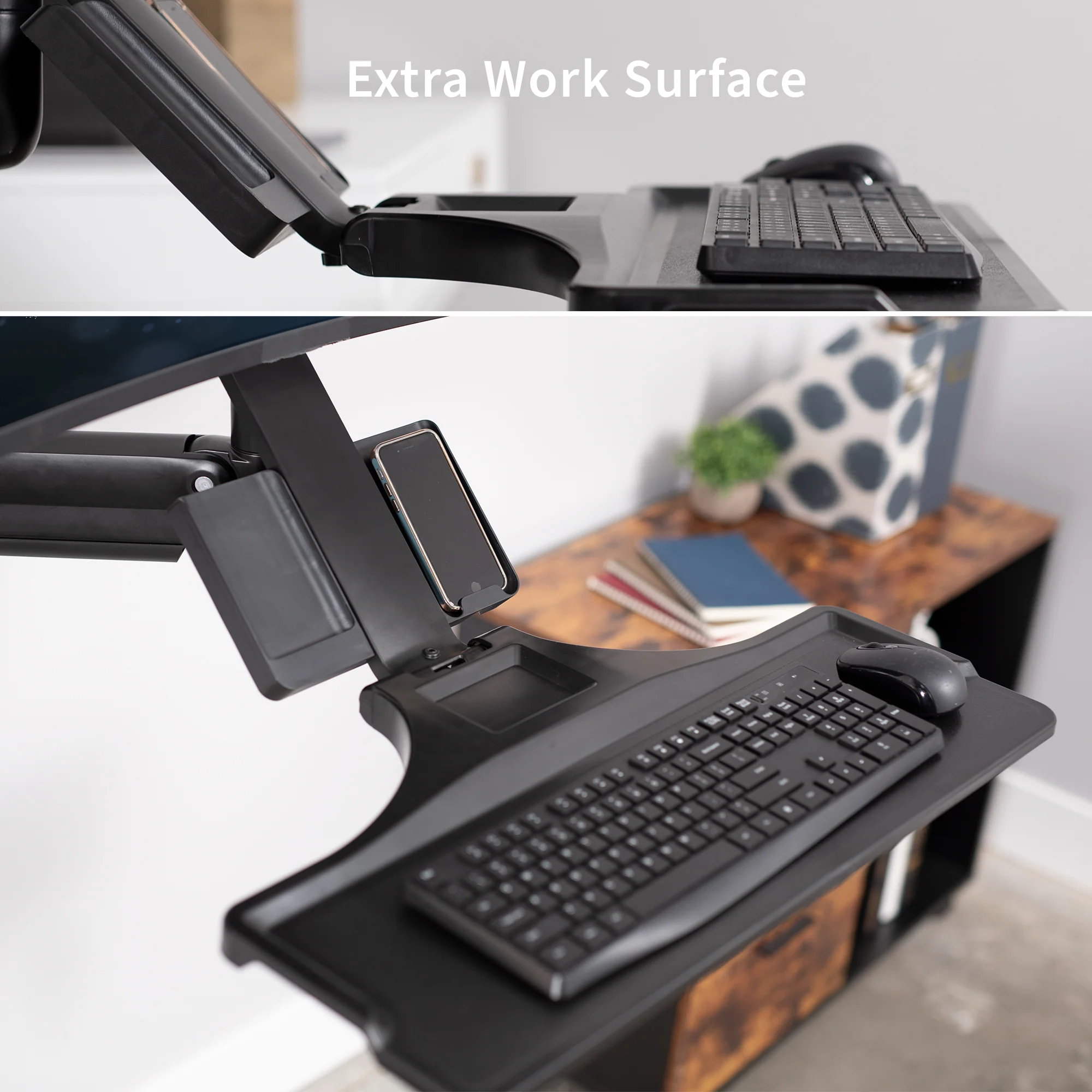 Single 17" to 32" Monitor Sit to Stand Wall Mount Workstation - Image 4