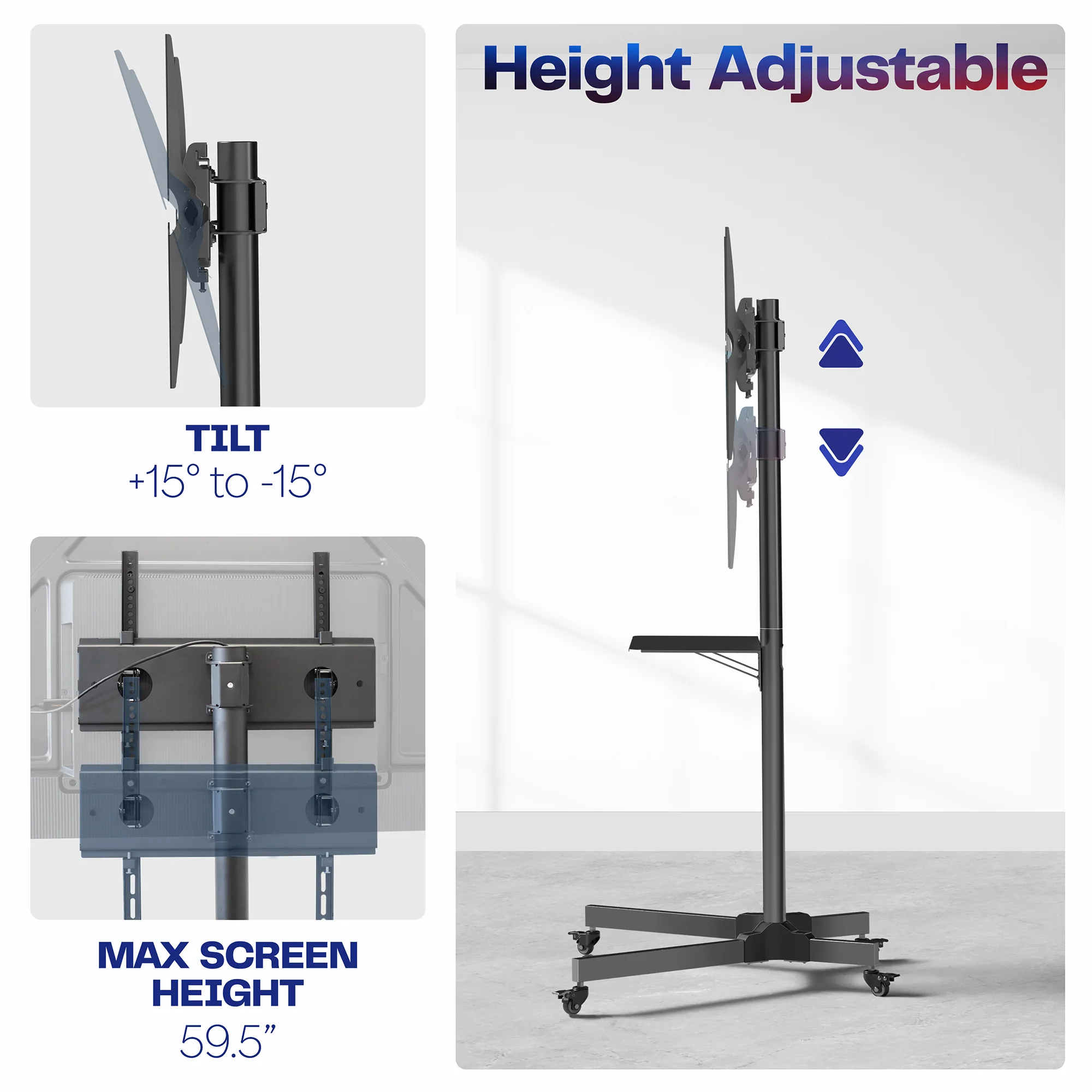 TV Cart for 13" to 60" Screens - Image 3