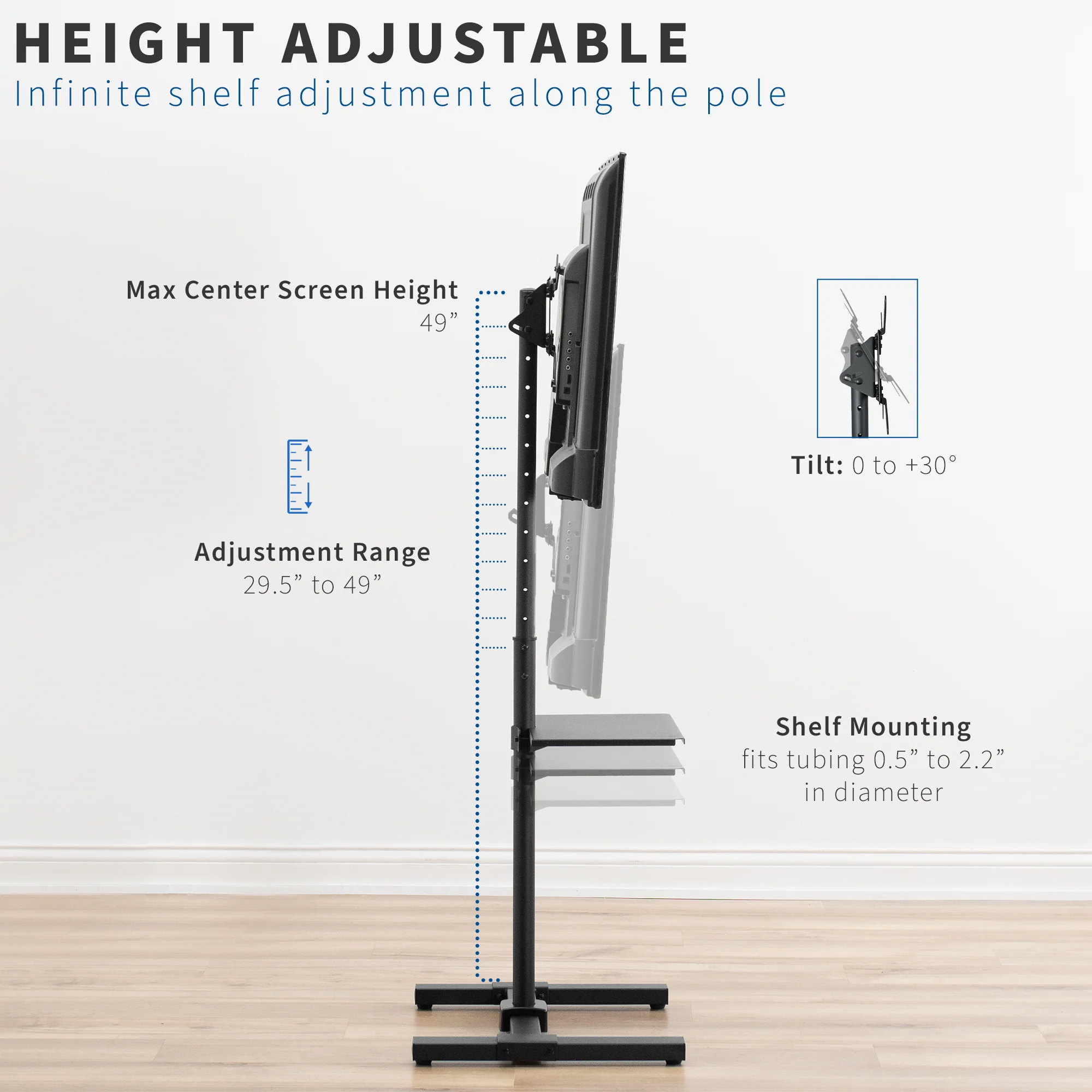 TV Stand for 13" to 50" Screens with Shelf - Image 4