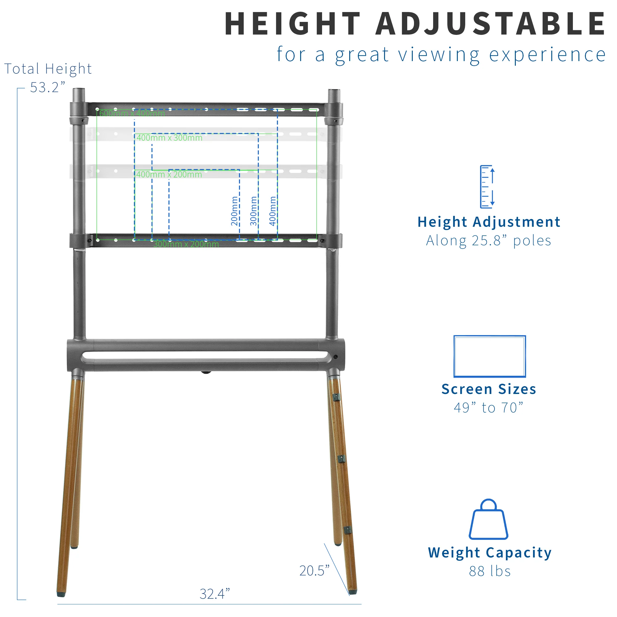 Easel Studio TV Stand with RGB Light for 49" to 70" TVs - Image 3