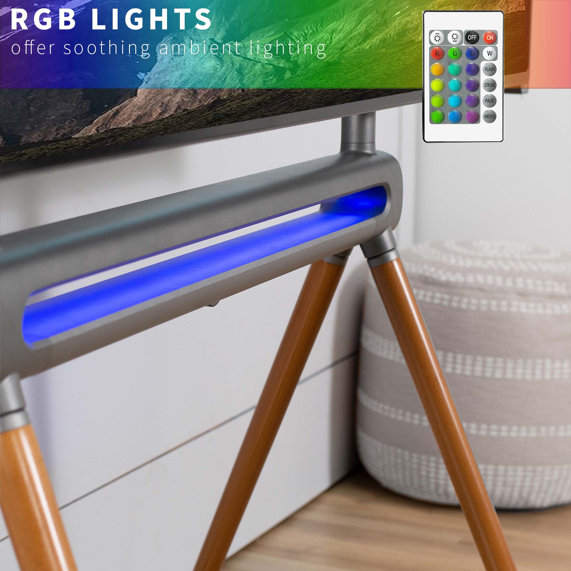 Easel Studio TV Stand with RGB Light for 49" to 70" TVs - Image 5
