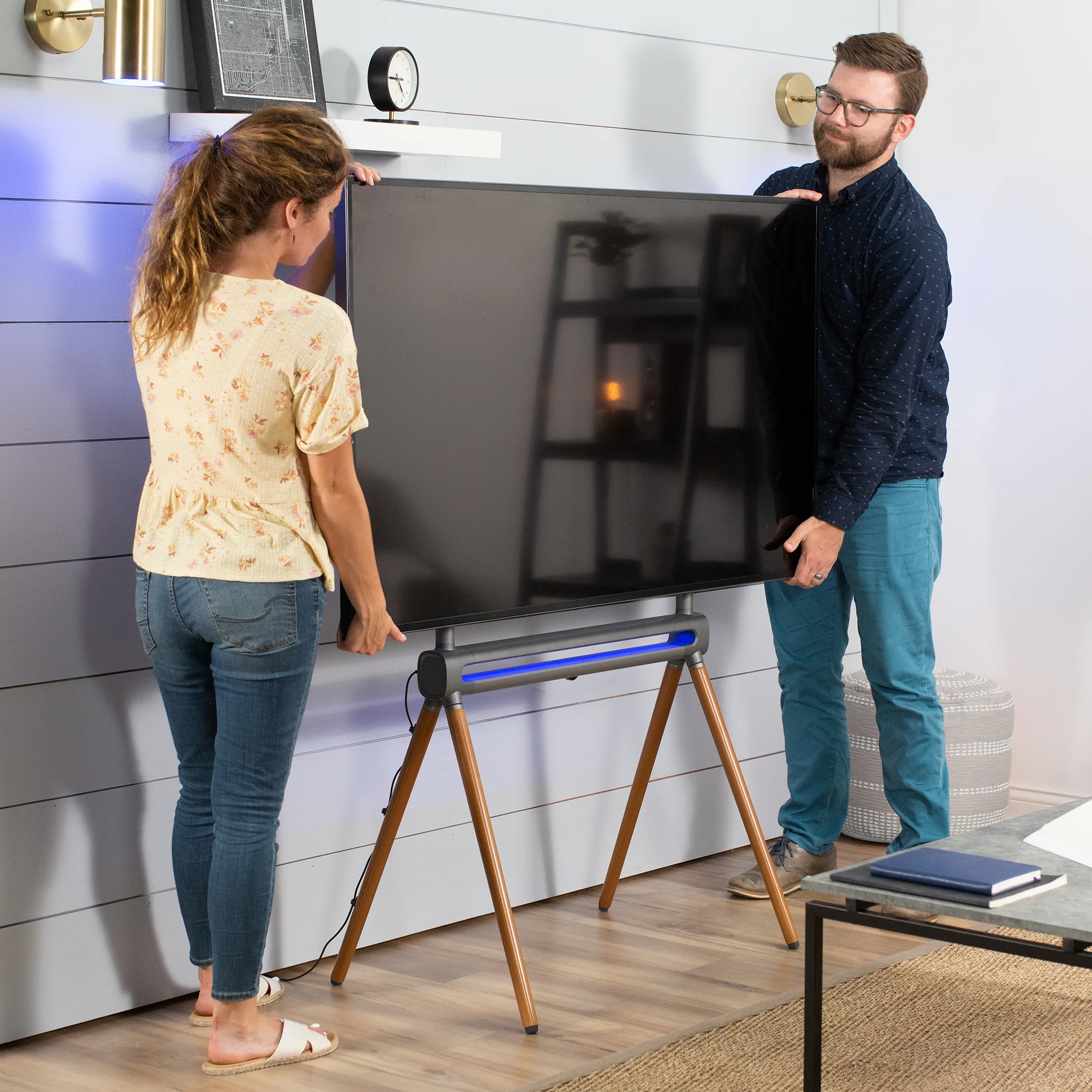 Easel Studio TV Stand with RGB Light for 49" to 70" TVs - Image 7