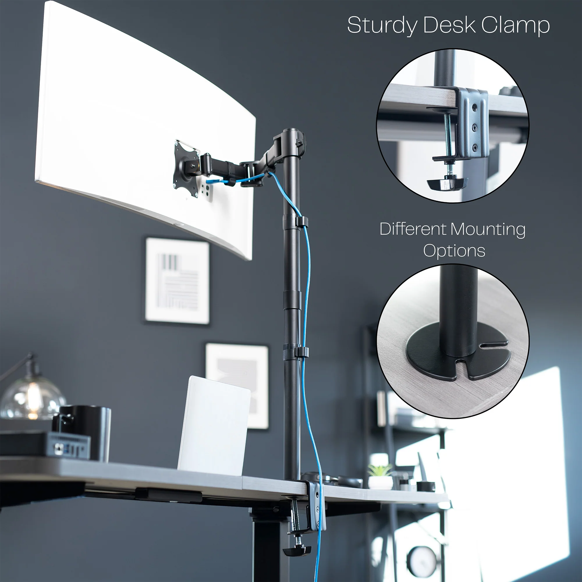 Single Monitor Extra Tall Desk Mount - Up to 38" Screens - Image 7