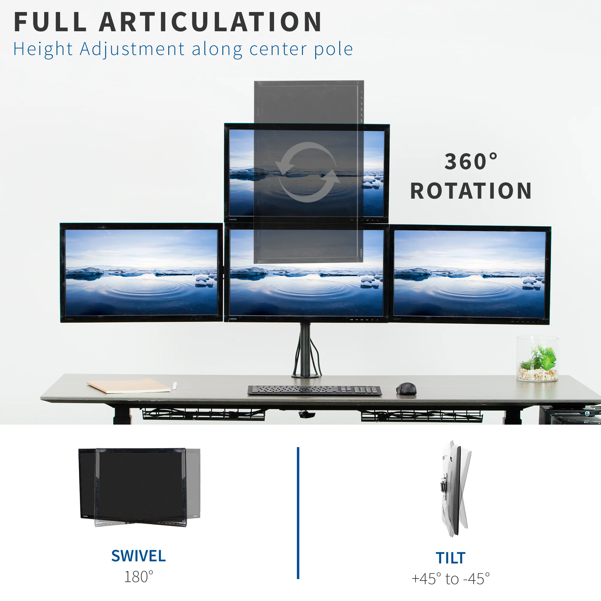 Quad 13” to 24” Monitor Desk Mount - Image 5